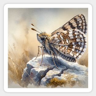 Dingy Skipper - Watercolor Butterfly Sticker